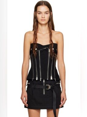 Dion Lee Black Denim Biker Corset